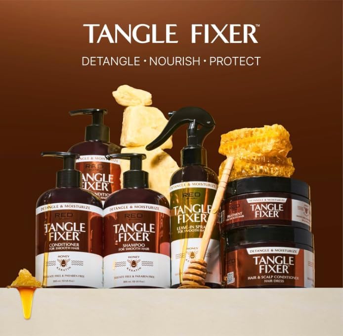 Red by Kiss 3000 Ceramic Tourmaline Professional Hood Dryer + Tangle Fixer with Honey & Keratin – Sulfate Free Intensive Detangler, Adjustable Height, Frizz Control, Shine Boost, Mango Peach Scent - Image 6