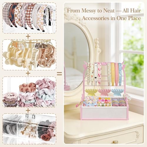 Headband Holder Stand, Deer Antler Design, Hair Accessories Organizer, Pink - Image 5