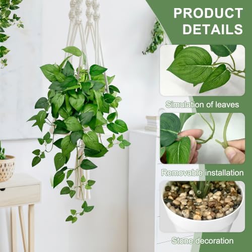 2 Pack Artificial Hanging Plants with White Pots 23.6'' - Image 3