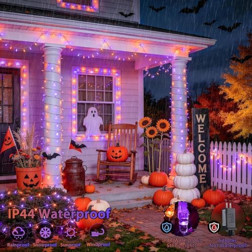 JMEXSUSS Halloween Lights Outdoor, 66ft 200 LED Purple & Orange Lights - Image 2