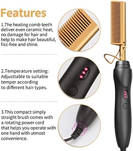 Ceramic Hot Comb Hair Straightener Pressing Combs Electric Straightening Comb for Natural Black Beard Wigs Gift for mom - Image 6