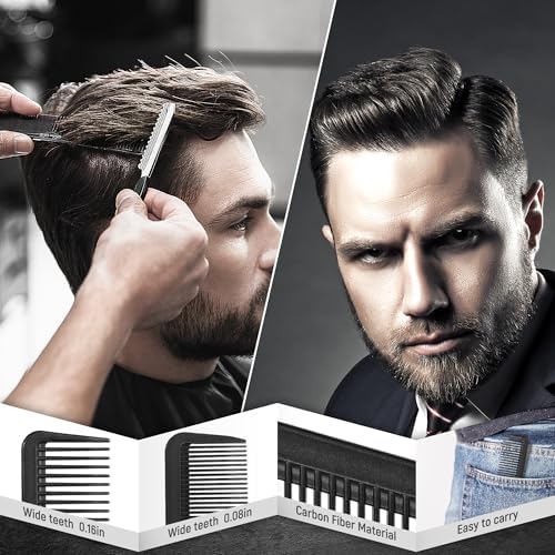 3PCS Comb Set Hair Combs for Men, Fine and Wide Tooth Comb, Roller Brush for Adding Volume, Hair Styling Mens Comb for Styling and Grooming, Frosted Texture - Image 5