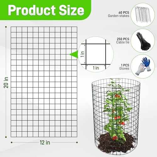 16 Pack 20x12 inch Plant Protector, Wire Garden Cages with Stakes & Ties - Image 2