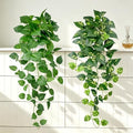 2 Pack Artificial Hanging Plants with White Pots 31.5'' by VUAHAUL