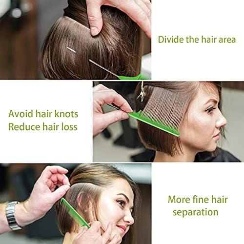 Rat Tail Teasing Combs Set: 3 Long Steel Pin Combs for Parting Hair - Salon Styling Combs for Women (Purple, Green, Blue) - Image 6