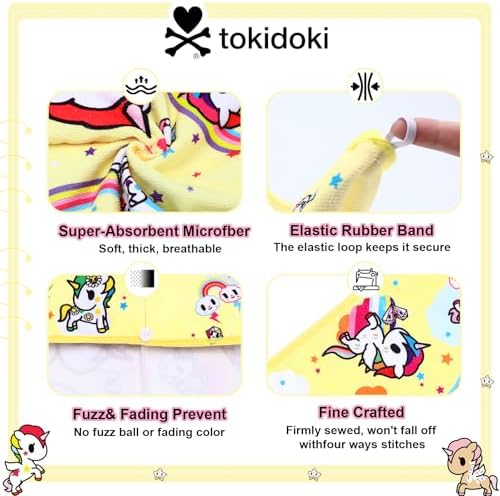 tokidoki Microfiber Hair Towel, Unicorno Hair Wrap,2 Pack Hair Dryer Towels - Image 5
