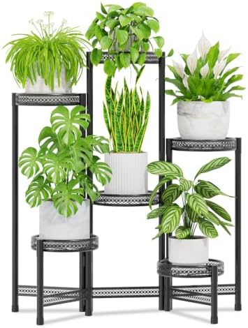 iDavosic.ly Plant Stand Indoor Outdoor, 6 Tier Iron Corner Shelf, Black by iDavosicly