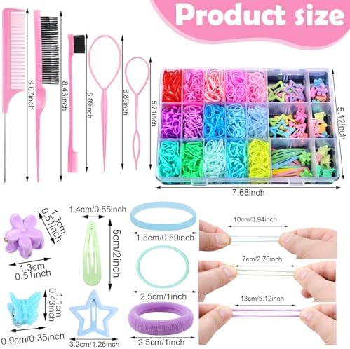 Hair Accessories for Girls, 1695 Pcs Toddler Hair Ties Elastic Hair Ties with Hair Clips Hair Tail Tools, Girls Hair Accessories for Baby Toddlers Kids - Image 2