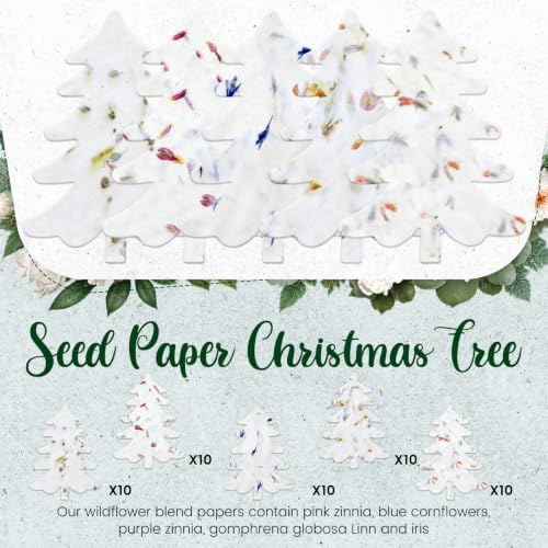 Dunzoom 50 Pcs Plantable Seed Paper Tags Wildflower, Christmas Tree Shape - Image 3