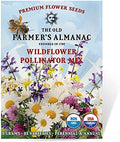 The Old Farmer's Almanac Premium Wildflower Seeds 23 Variety Pollinator Mix - Non-GMO, Open Pollinated - Columbine Cosmos Foxglove Larkspur Poppy Snapdragon Zinnia - Attracts Butterflies Bees Birds by TheOldFarmersAlmanac