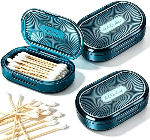 Travel Qtip Holder with Lid,2 Pcs Portable Swab Container,Blue by ESEHGS