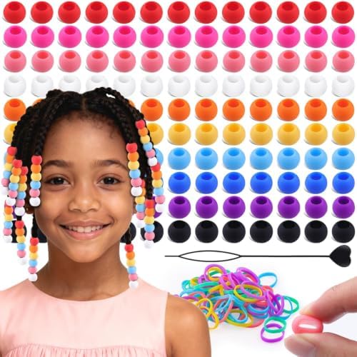 Tinkrstuff 120Pcs 14mm Multicolor Large Silicone Hair Beads by TINKRSTUFF