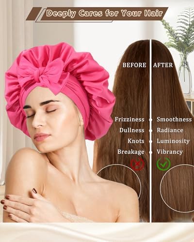 AWAYTR Satin Hair Bonnet for Sleeping, Adjustable Double Layer Sleep Cap - Image 3
