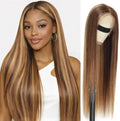ALHER Small Cap Lace Front Wigs Human Hair 30 IN #4/27 Honey Blonde Highlight Straight 13X4 Lace Frontal Wig With Baby Hair 200% Density, Small Cap 21-21.5 Balayage Piano Colored Wig for Black Women by ALHERHumanHairWigsBundles