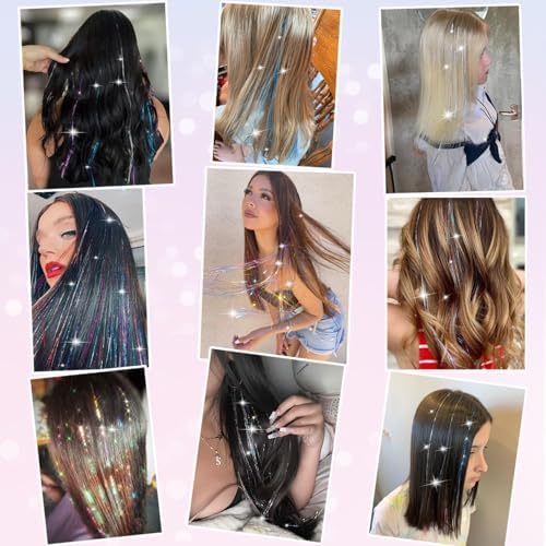 18Pcs Hair Tinsel Clip in, Tinsel Hair Extensions Rainbow Hair Tinsel Clips - Image 7