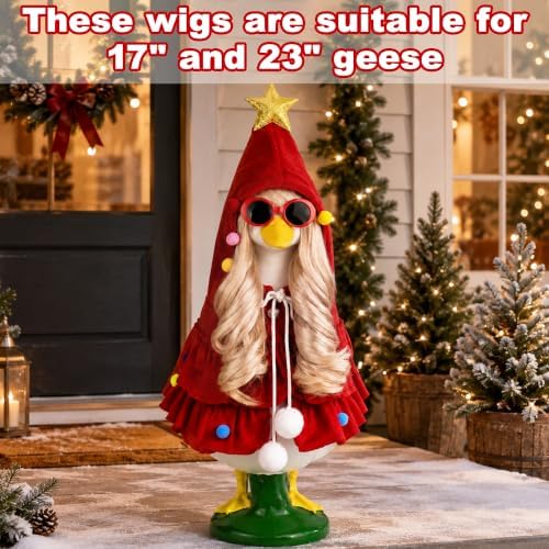 3PCS Porch Goose Outfits Christmas Tree Set for 17 & 23 Inch Goose Statue - Image 3