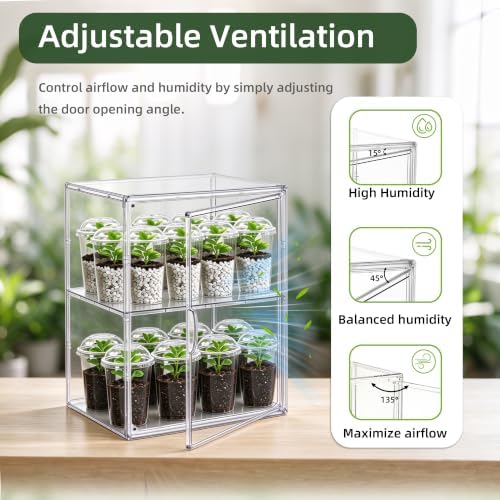 Mini Greenhouse Indoor with Magnetic Door, L-2tier-2pcs - Image 4