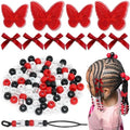 100PCS Hair Beads for Braids Coquette Red Bow Hair Clips Embroidery Butterfly Hair Clips Black Loc Dreadlock Beads Cute Hair Decoration for Girls Women by Arocooy