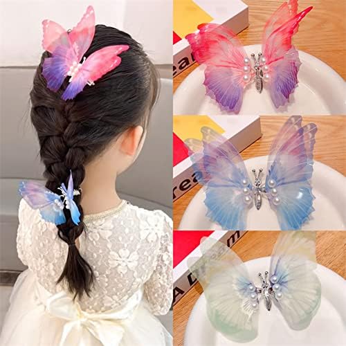 Gradient Butterfly Hair Clips Set - Multi-color Cute Hair Accessories for Girls (6PCS) - Image 5