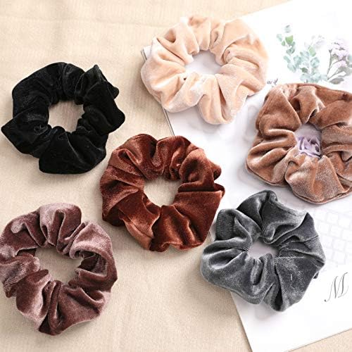 IVARYSS Velvet Scrunchies for Women, 12 Pcs Dark Colors Classic Elastic Thick Scrunchy Bands Ties, Soft Ropes Ponytail Holder Hair Accessories - Image 5