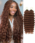 30# Auburn Brown 16 Inch Human Crochet Hair for Black Women, Feather Crochet Extensions 110g 80 Strands, Resusable Miracle Look Hair Bundles Soft Lightweight Small Knots Deep Wave by VDZ100HumanHair
