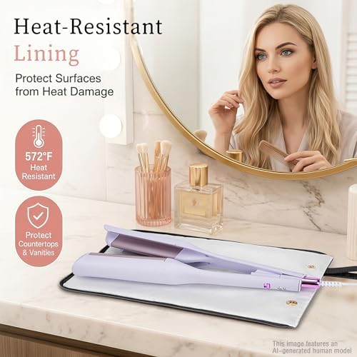 Hot Hair Tools Travel Bag with Heat Resistant Mat, 2-in-1 Hot Tools Organizer for Curling Iron, Flat Iron, Portable Travel Holder & Mat for Women (Black) - Image 3