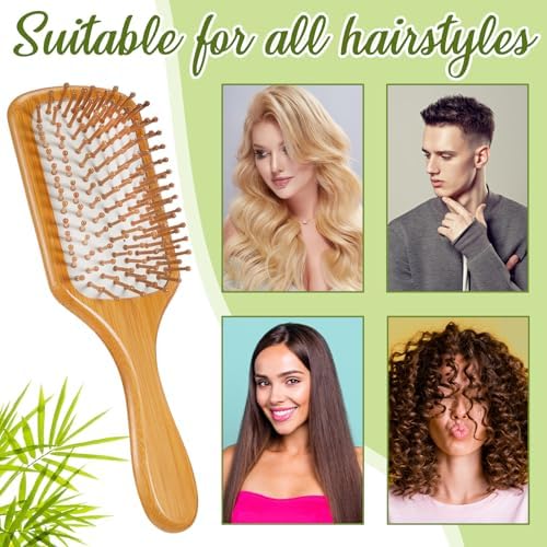 Tessco for you 24 Pcs Bamboo Hair Brushes for Women Bulk Wooden Paddle Brush Scalp Massage Bamboo Bristles Anti Static Men Engraving DIY Gift for Wedding Teacher(White) - Image 6