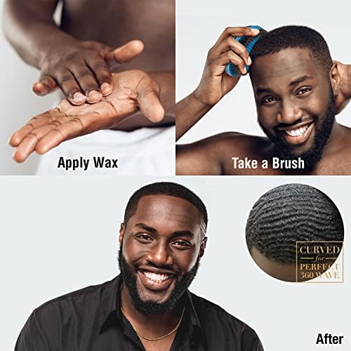 RED Premium Boar Bristles Brush with Case Pocket Wave Bow Wow 360 Wave Tool for Men Curved Hard (Blue) - Image 6