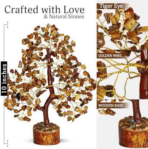 YATSKIA Tiger Eye Tree of Life Crystal Bonsai, Unique Gifts for Women, Sister & Friends, Handmade Gem Tree, Home, Bedroom & Office Desk Decor, Birthday Gifts - Image 2