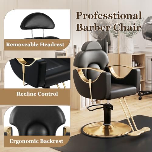 Salon Chair for Hair Stylist Reclining Barber Chair for Home Barbershop - Image 5