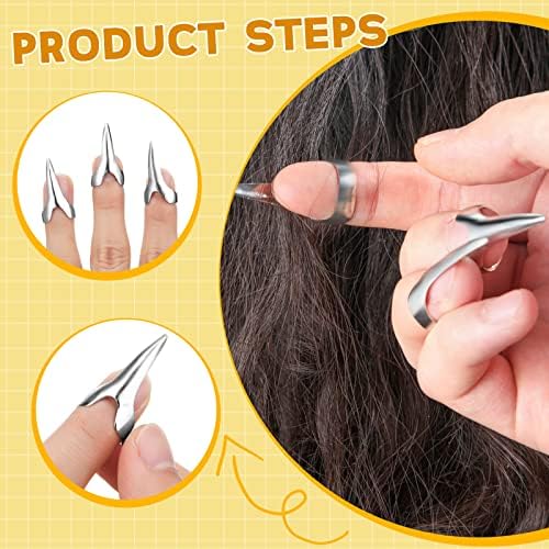 Zopeal 9 Pieces Stitch Braid Tool Finger Hair Parting Ring Pinky Selecting - Image 3