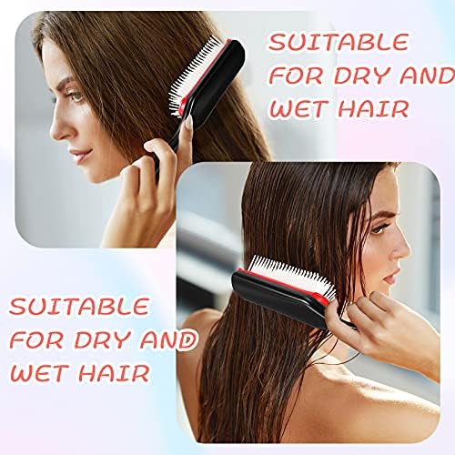 Patelai 3 Sizes Nylon Cushion Hair Brush 9-Row 5-Row, Red Black - Image 3