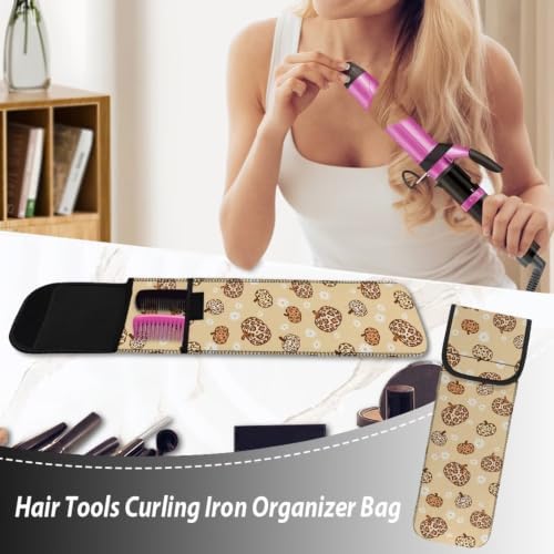 Flashideas Cute Thanksgiving Pumpkins Curling Iron Holder Heat Resistant Neoprene Curling Iron Cover Bag with Pocket Curling Iron Organizers and Storage for Hair Straightener, Curling Iron, Flat Iron - Image 5