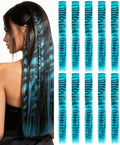 10 Pcs Sky Blue Hair Extensions,Raccoon Tail Striped Hair Accessories 22 In by Olldag