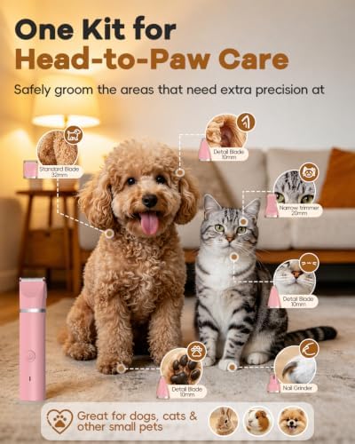 Veeconn 4 in 1 Dog Clippers Grooming Kit with Paw Hair Trimmer for Cat Pet - Image 2