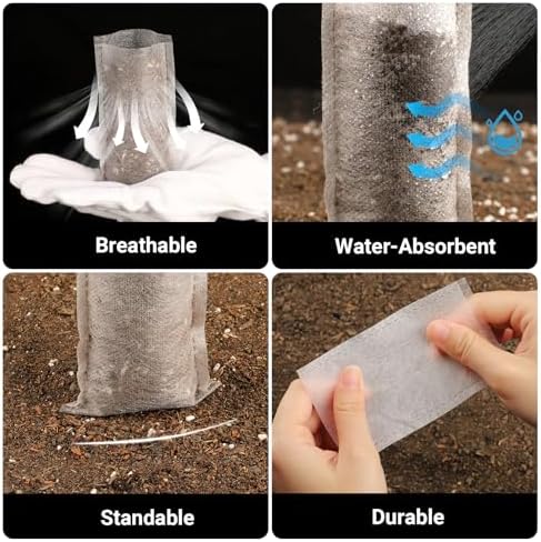 Seed Starter Bags Small, 200PCS 3x4 inch Non-Woven Nursery Plant Grow Bags, Fabric Seedling Bags Pots Pouch for Plants Seeding Clones Home Garden Supply - Image 2