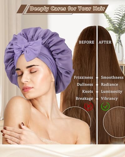 AWAYTR Satin Hair Bonnet for Sleeping, Adjustable Double Layer Sleep Cap - Image 3