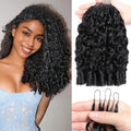 Burmese Curly Crochet Human Hair 150g Knotless Pre-Separated 120 Strands Lightweight Feather Crochet Human Hair Bundles 16inch Invisible Human Crochet Hair For Black Women Natural Black by EINbeauty
