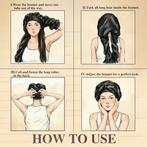 Satin Bonnet for Braids,Long Silk Hair Bonnets for Sleeping Women - Image 5