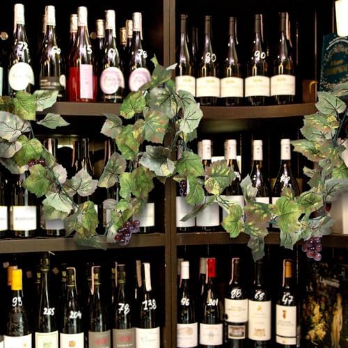 Artificial Grape Leaf Garland Vine Plant, 6.5 ft, Light Green - Image 4