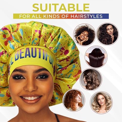 Discover reversible premium double layer silk satin sleeping bonnets designed for hair protection, moisture retention, and all-night comfort. Keep your hair healthy and frizz-free-yellow - Image 6