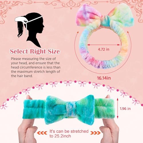 WSYUB Skincare Headband, 6pcs, Tie Dye Color, Soft Coral Fleece, Elastic, Washable, Reusable, For Women, Girls, Facial Makeup, Shower, Exercise, Party Gift - Image 2