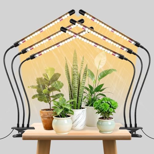 Grow Lights for Indoor Plants, Full Spectrum Tri-Head Clip Plant Lights by SDOVUERC