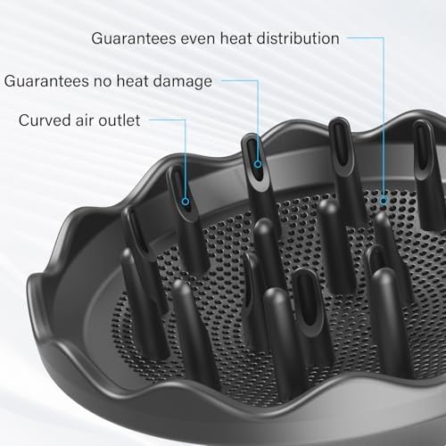 Hair Dryer Diffuser, Attachment for Hair Dryer, Hair Diffuser for Curly Hair, 360° Magnetic Diffuser for HZD&DSON Hair Dryer, Hair Attchment for Women, Black - Image 6