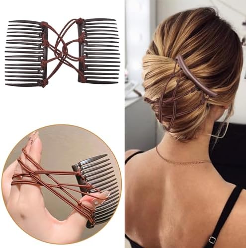 5 Pieces Stretchy Magic Comb Adjustable Elastic Clip for Women Girls No Crease Pins Vintage Bun Maker Hair Accessories for Curly Thick Wavy Ponytail - Image 4