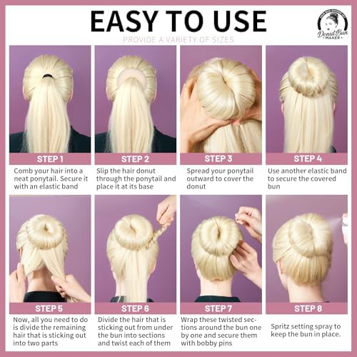 Teenitor 4 Pcs Hair Donut Hair Bun Maker(Extra-large, Large, Medium, Small) with Hair Pins 20 Pcs, Blonde - Image 6