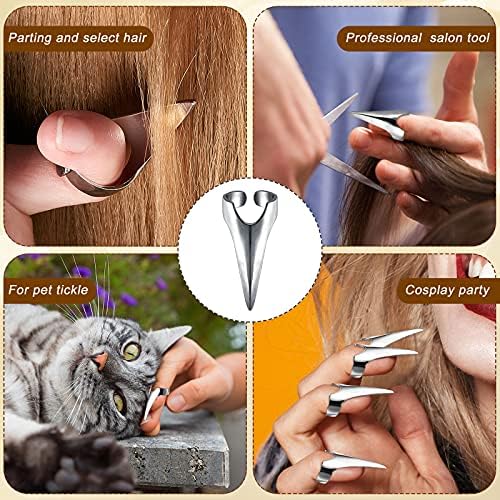 Hicarer 10 Pcs Adjustable Finger Claw Hair Parting Braid Ring Halloween Cos - Image 4