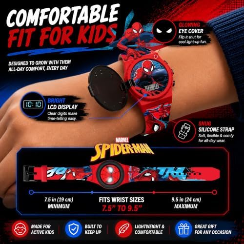 Marvel Spider-Man Kids Watches – Digital Display, Interactive Features, Adjustable Strap, Vibrant Spider-Man Graphics, Durable for Active Kids - Image 5