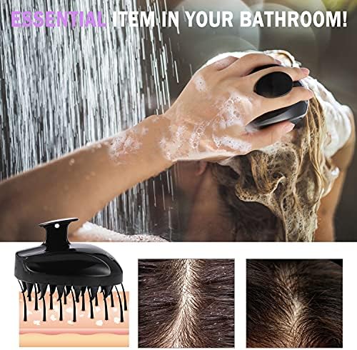 Sosoon Scalp Massager Shampoo Brush, Hair Scalp Scrubber Shower Hair Brush Head Massager for Stress Relax Hair Growth, Dandruff Brush Scalp Exfoliator for Women Men Kids Pets, Black - Image 3