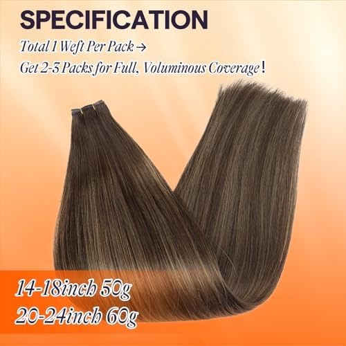 Full Shine Genius Weft Hair Extensions Human Hair 16 Inch 50G - Image 4